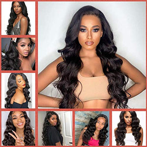 Bex Hair Brazilian Human Hair Body Wave 3 Bundles with Closure Unprocessed Brazilian Body Wave Human Hair Double Weft with Lace Closure 4×4 Free Part